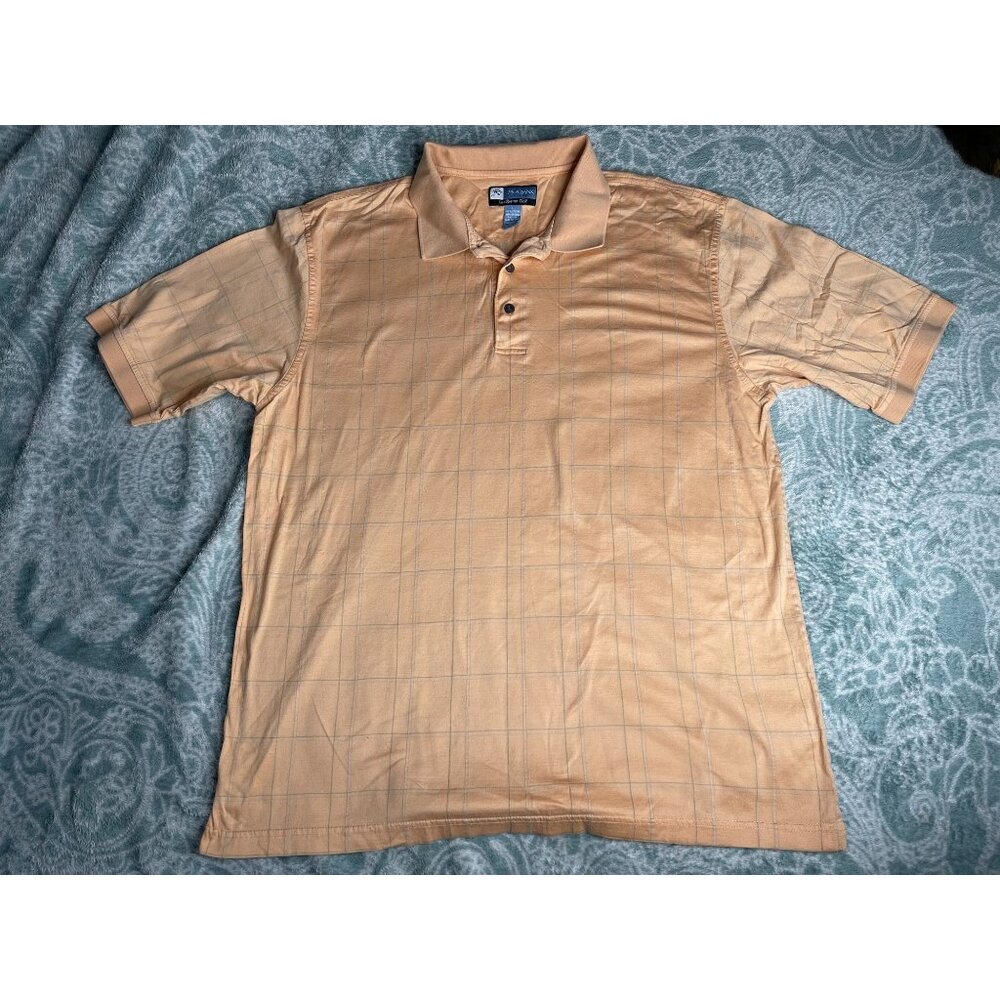 JOS A BANK Leadbetter Golf Mens Orange Plaid Short Sleeve Polo Shirt‎ Size Large